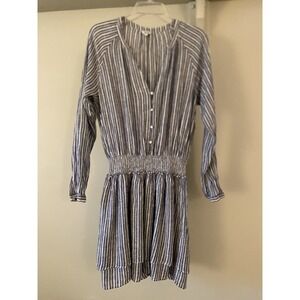 Rails Blue & White Stripe Linen Rayon Dress L